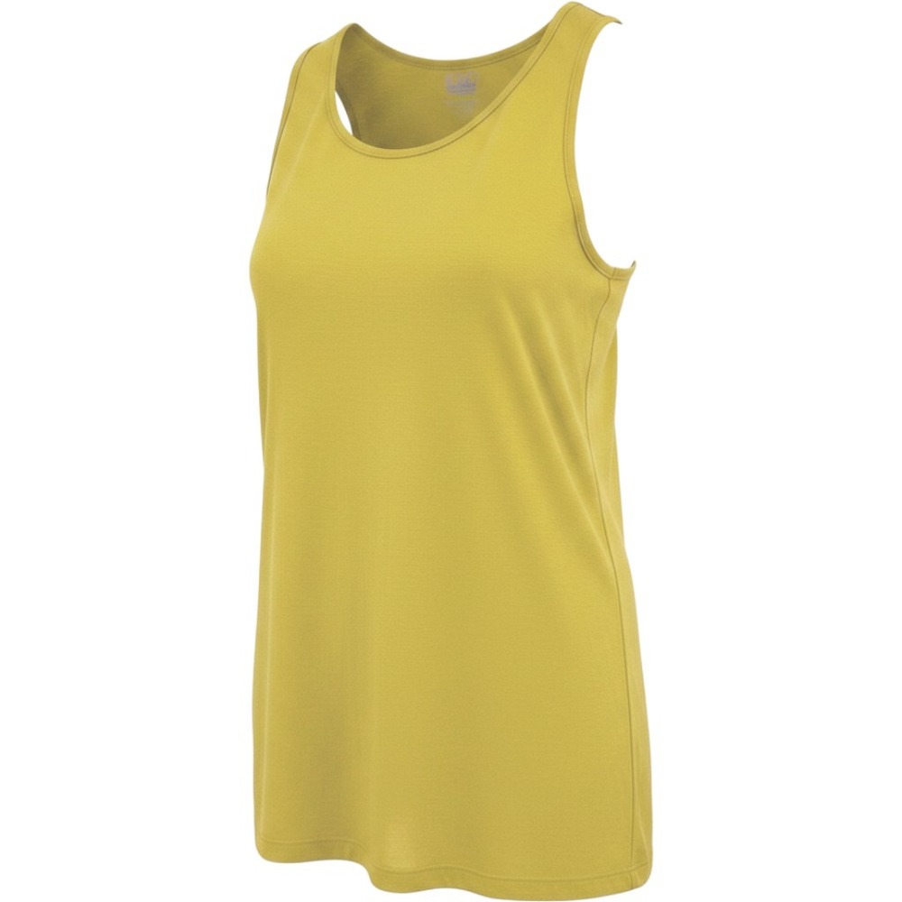 LOGO Layers Tank Top Women L Mustard Yellow Relaxed Fit A-Line Scoop Neck